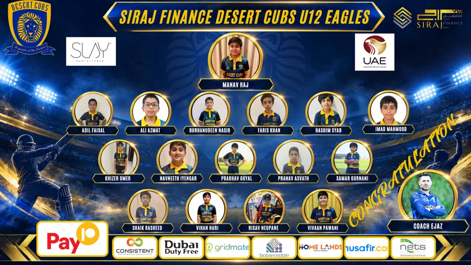 Under 12 Boys — Desert Cubs Eagles: official 2026/27 roster graphic
