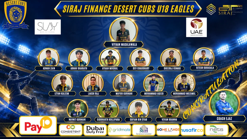 Under 18 Boys — Desert Cubs Eagles: official 2026/27 roster graphic