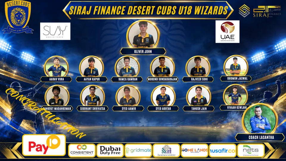 Under 18 Boys — Desert Cubs Wizards: official 2026/27 roster graphic