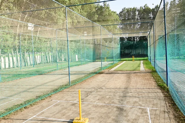 Practice-net lanes prepared for cricket training at Sharjah English School